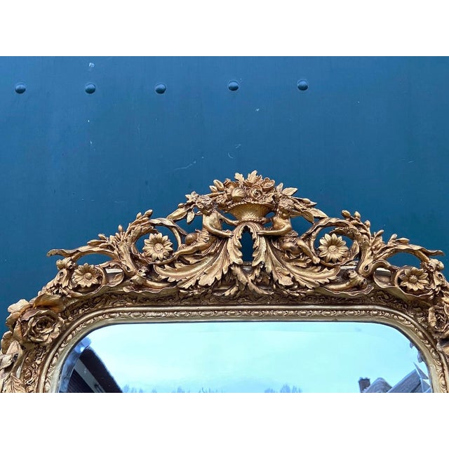 Wood Late20C French Artisan Louis XVI Gold Wood Floor Mirror-Pair For Sale - Image 7 of 16