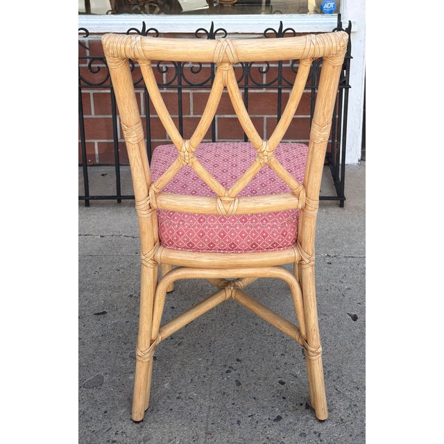 Set of 6 Vintage McGuire Furniture Co Rattan Cross Hatch Lattice Dining Chairs For Sale In Los Angeles - Image 6 of 7