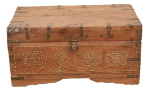 Antique Zanzibar Brass Bound Teak Chest