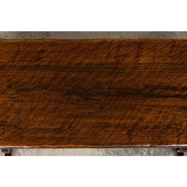 Late 19th Century Antique Spanish Renaissance Revival Walnut Trestle Dining Table For Sale - Image 5 of 16