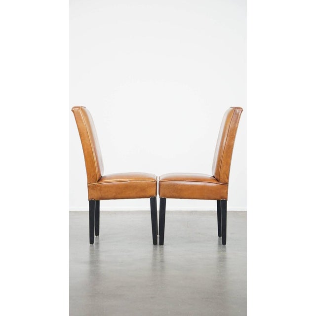 Sheep Leather Dining Room Chairs in Light Cognac Color, Set of 4 For Sale - Image 4 of 13