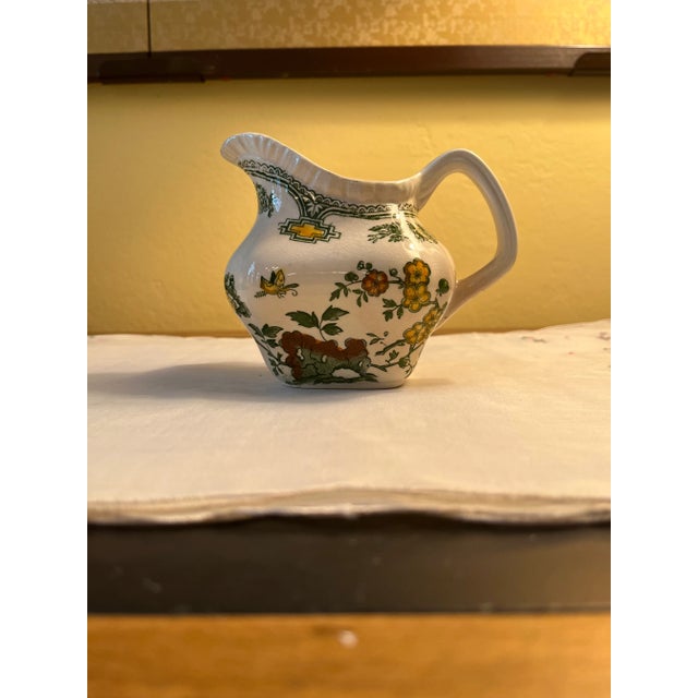 Mason's Ironstone Mason’s Ironstone Manchu Green Creamer and Sugar Set- 2 Pieces Vintage For Sale - Image 4 of 13