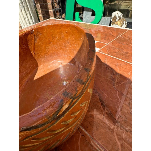 Brown 1970s Heavy Pottery Bowl With Sun Details For Sale - Image 8 of 8