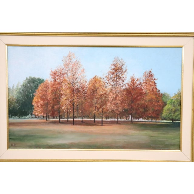 Autumn Landscape, Oil Painting on Canvas Cardboard, 20th Century, Framed For Sale - Image 8 of 9
