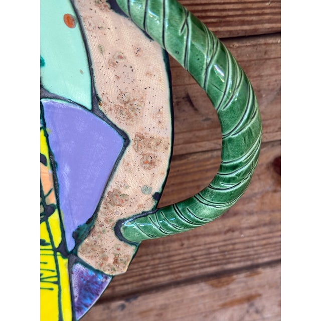 Hand-Painted Ceramic Glazed Textured Platter by Juozas and Rasa Saldaitis For Sale In Naples, FL - Image 6 of 11