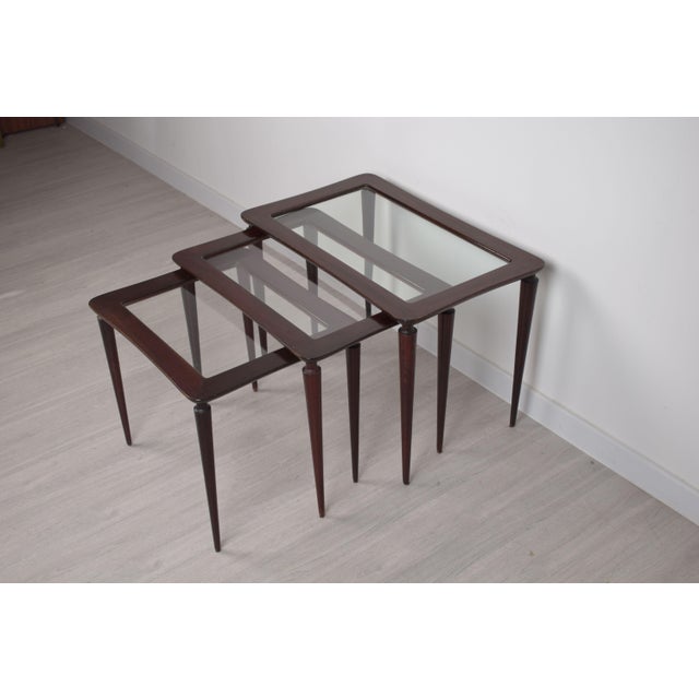 Brown Foldaway Tables, Italy, 1950s, Set of 3 For Sale - Image 8 of 15