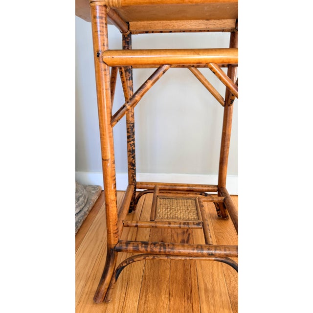 Vintage Hexagonal Bamboo and Rattan Side Table For Sale - Image 9 of 10