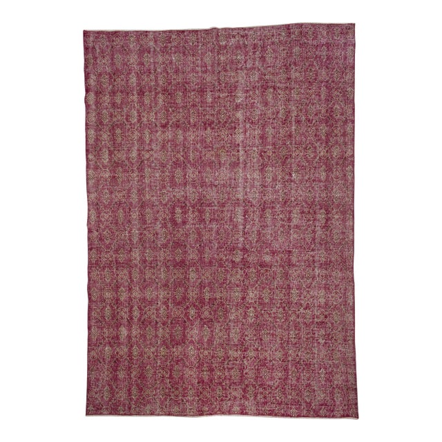 Vintage Floral Turkish Deco Rug - 7' x 10'2" For Sale