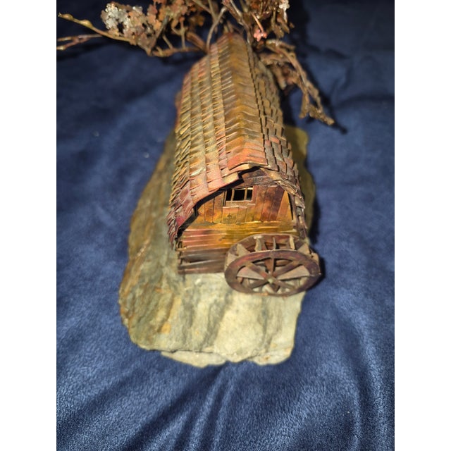 Metal Vintage Mid-Century Brutalist Torch-Cut Copper Cabin & Tree Sculpture by Nick Stan For Sale - Image 7 of 10