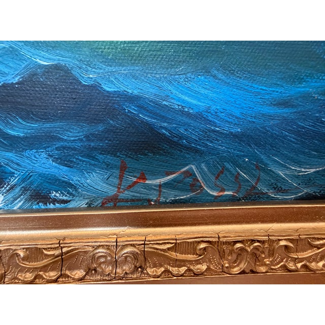 Vintage Oil Painting Tall Ship Seascape Signed K. Dossi Maritime Marine Art For Sale In Jacksonville, FL - Image 6 of 11