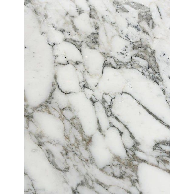 2000 - 2009 Florence Knoll Oval Carrara Marble Dining Table, Signed Stainless Steel Base For Sale - Image 5 of 8