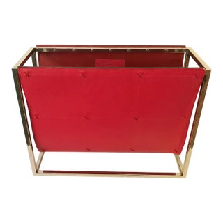 Vintage Red Chrome Global Views Magazine Caddy Rack For Sale