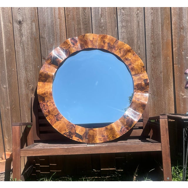Large Scalloped Wave Tortoiseshell Mirror For Sale In Dallas - Image 6 of 8