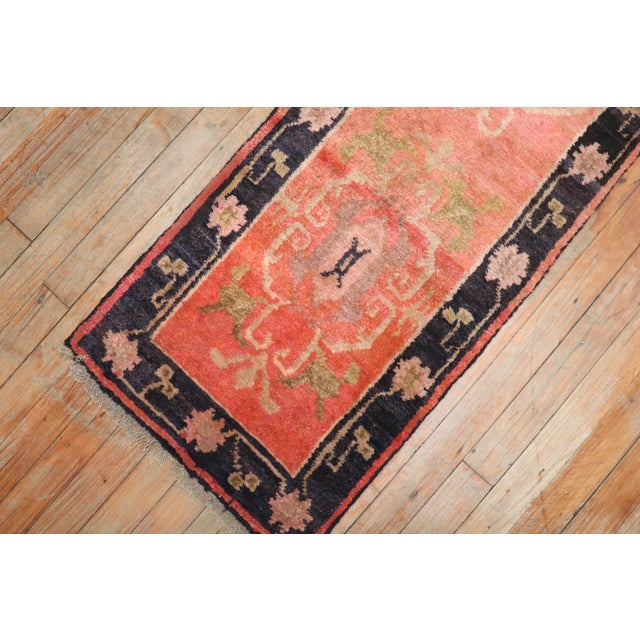 Asian Antique Narrow Antique Orange Tibetan Runner - 1'7" x 7'6" For Sale - Image 3 of 9