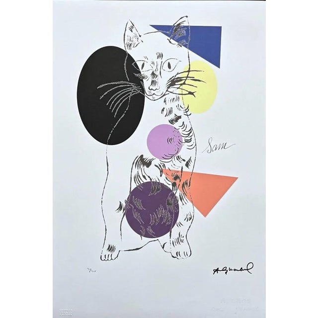 Mid-Century Modern After Andy Warhol, Cat Sam Colored Ii, 1980s, Lithograph For Sale - Image 3 of 7