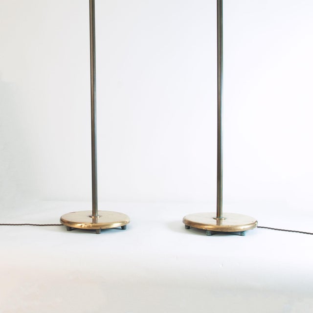 Swedish Floor Lamps with Fluted Stems attributed to Harald Notini, 1930s, Set of 2 For Sale - Image 3 of 9