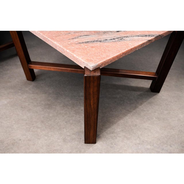 Pair of Brazilian Rosewood & Pink Granite Side Tables, Brazil, 1960s For Sale - Image 10 of 14