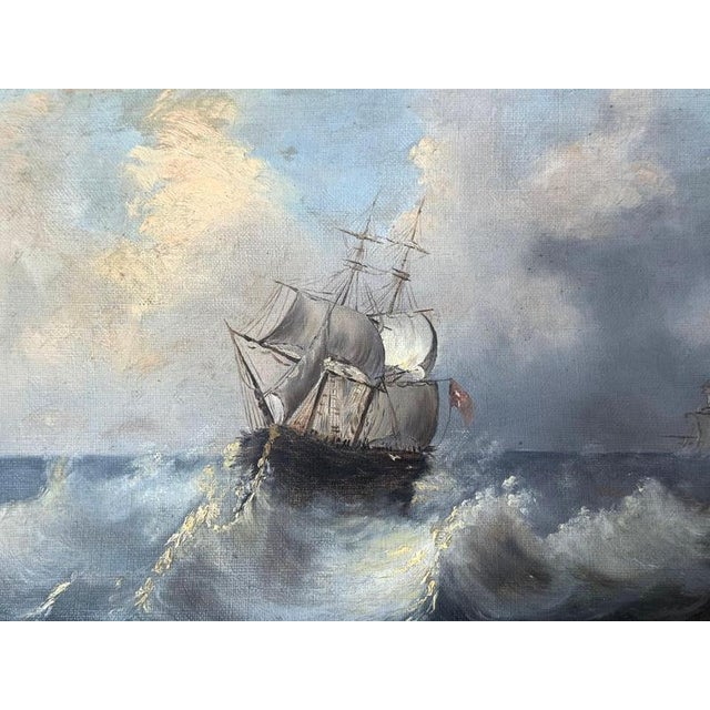 After Thomas Luny, English Marine Scene, 1880s, Painting on Canvas, Framed For Sale - Image 4 of 14