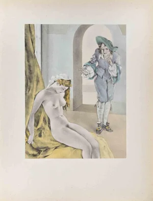 Umberto Brunelleschi, The Courtship, Lithograph, 1930s