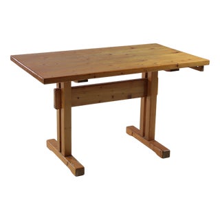 Vintage French Table in Pine with Extension, 1960s For Sale