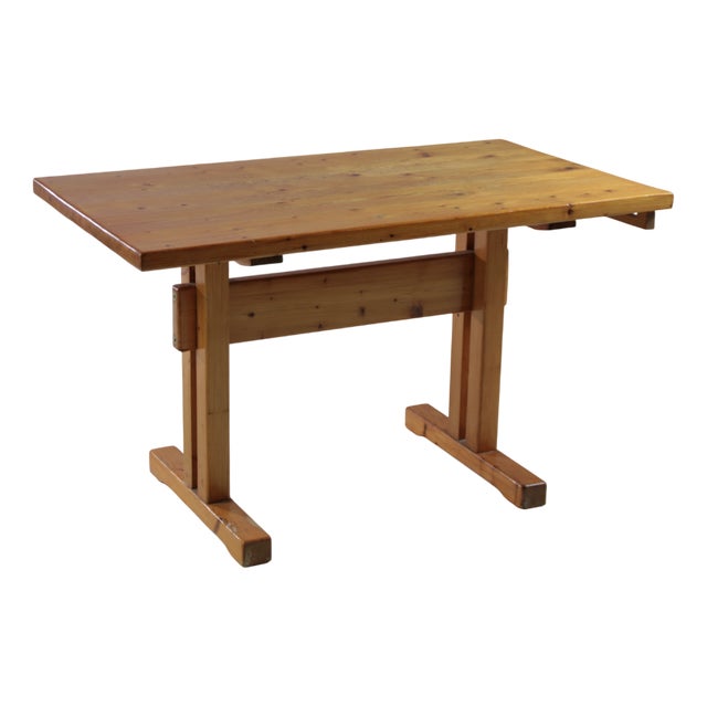 Vintage French Table in Pine with Extension, 1960s For Sale