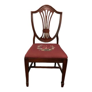 1940s Duncan Phyfe Cherry Shield Back Chair With Needlepoint Seat For Sale