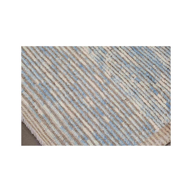 Blue Modern Hand Knotted Wool Rug For Sale In Los Angeles - Image 6 of 7