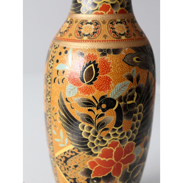 Vintage Satsuma Style Phoenix Floral Vase With Gilt Details For Sale - Image 12 of 13