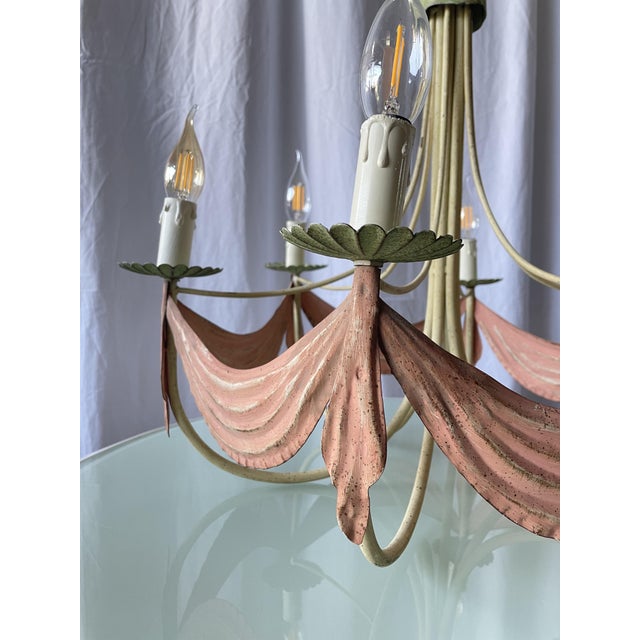 1940s Six-Arm Chandelier in Enameled Sheet Metal, 1940s For Sale - Image 5 of 15