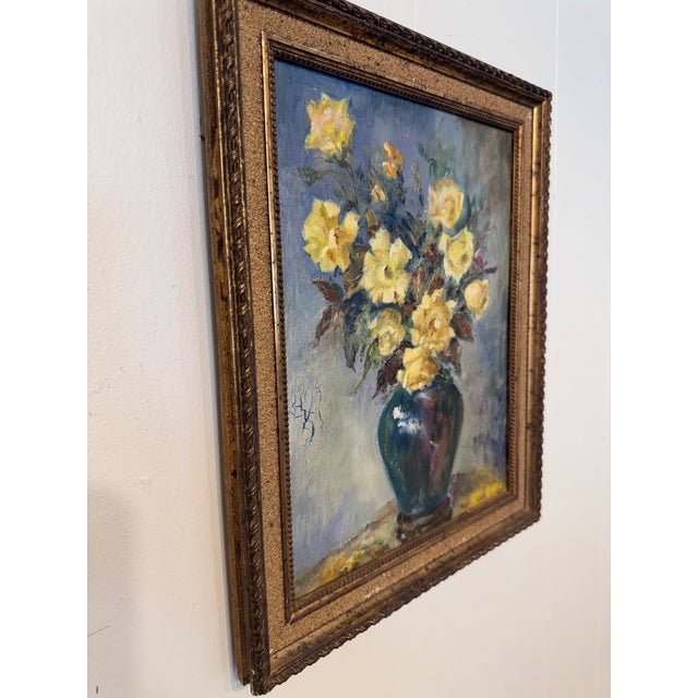 Lovely oil on canvas in lightly ornate gilt wood frame. This is early 20th century French oil with lovely brushstrokes,...