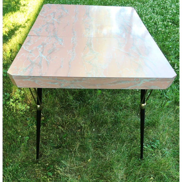 Vintage Pink Marble Formica Kitchen Dinette Table | Chairish