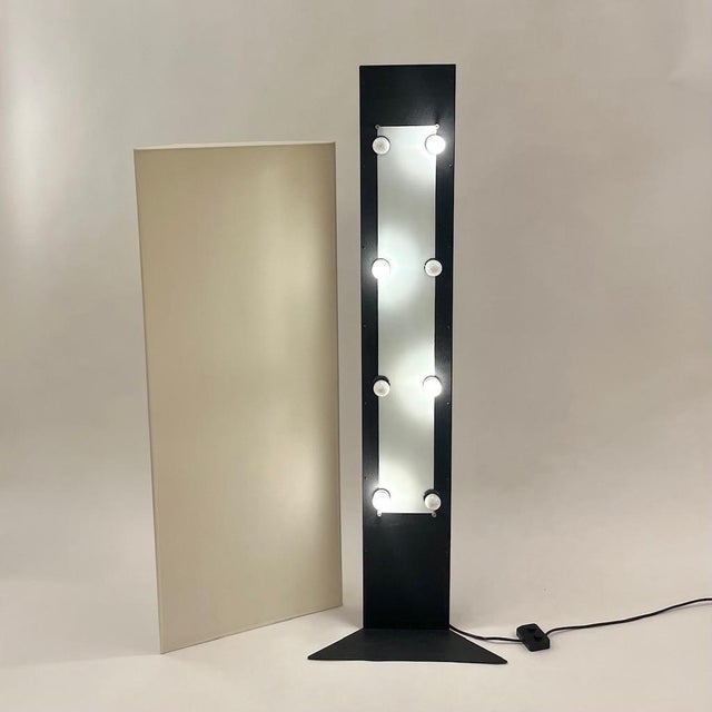 Accademia Floor Lamp in Black Structured Steel and White Jersey Fabric by Cini Boeri for Artemide, Italy, 1978 For Sale - Image 12 of 15