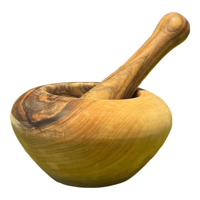 1970s Wooden Mortar and Pestle - Set of 2 For Sale