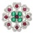 Solid 14k Gold Ruby Emerald and Pave Set Diamond Bohemian Chic Flower Ring Size 11 For Sale
