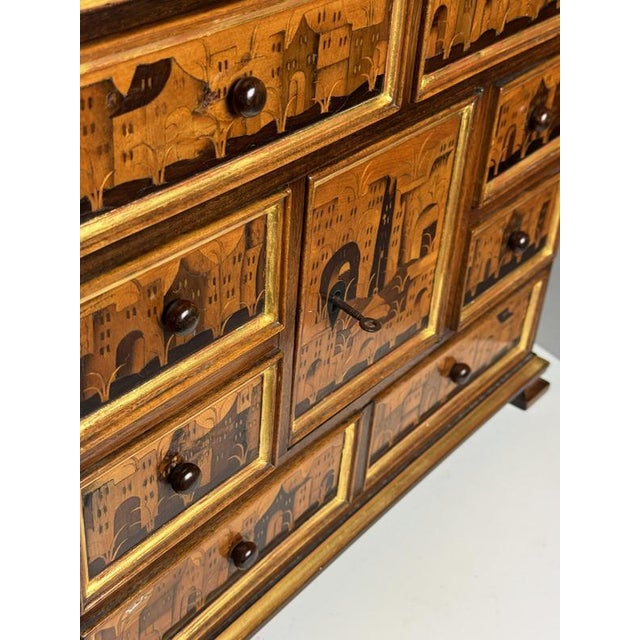Wood Small Art Cabinet with Achitectural Marquetry, 1700s For Sale - Image 7 of 18