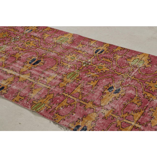 Rug & Kilim Vintage Mid-Century Pink and Gold Geometric Wool Rug, Black and Green Accents For Sale - Image 4 of 8