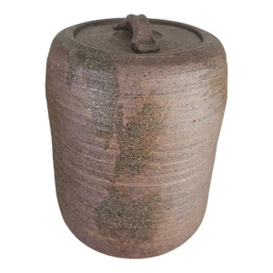 Studio Art Pottery Stoneware Thrown Vessel Vase W/ Lid
