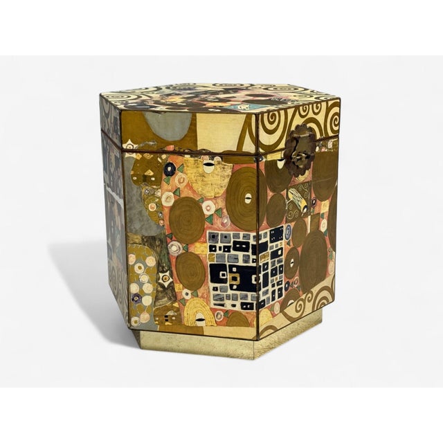 Austrian Modern, Storage Box, Gustav Klimt Style Wallpaper, 20th C. For Sale In New York - Image 6 of 14
