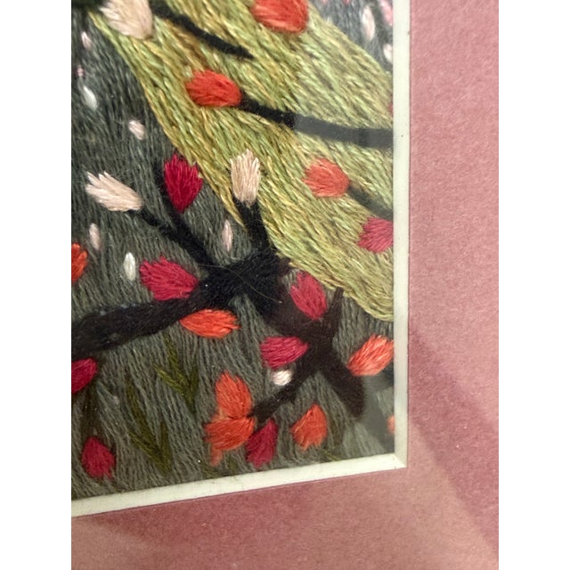 Mauve Vietnamese Embroidered Textile Landscape Wall Art, Vintage For Sale - Image 8 of 12