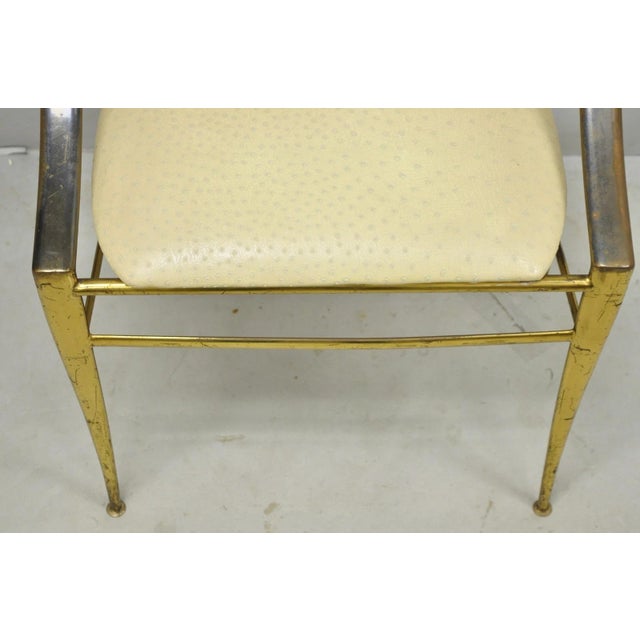 Vintage Italian Hollywood Regency Sculptural Brass Chiavari Style Accent Chair For Sale - Image 12 of 17