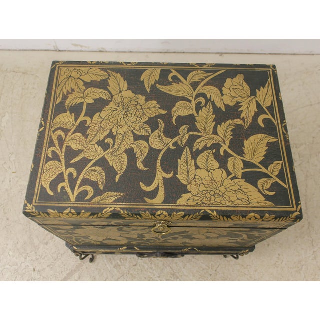 1990s Decorated Flip Top Storage Chest on Metal Base For Sale - Image 5 of 13