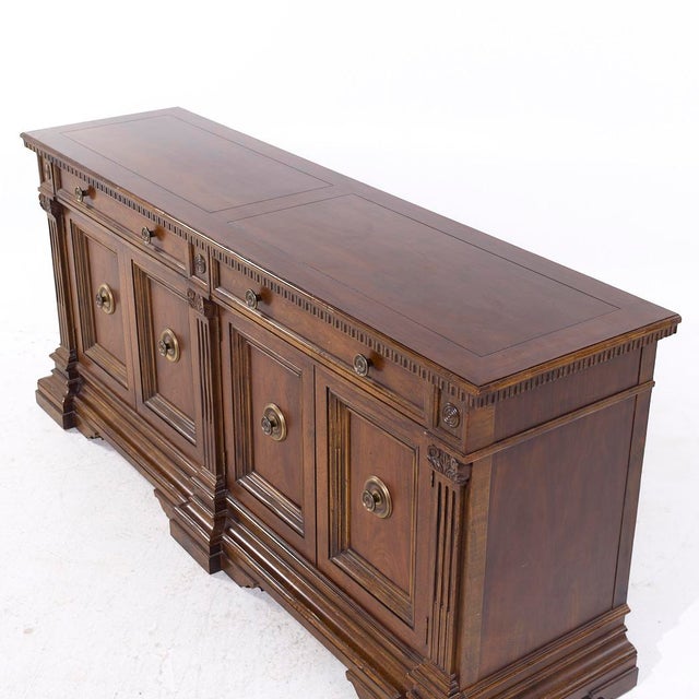 Brown Baker Louis XVI Style Walnut and Brass Buffet For Sale - Image 8 of 9