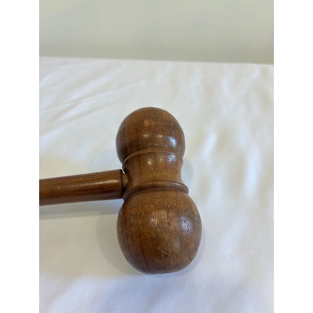 Wood Antique Turned Wood Gavel, Double-Head Judge's or Auctioneer's Hammer For Sale - Image 7 of 8