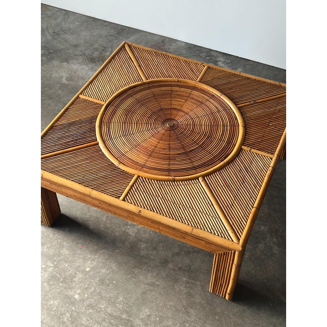Sunburst Rattan Coffee Table, Attributed to Vivai Del Sud, Italy, 1970s For Sale - Image 17 of 17