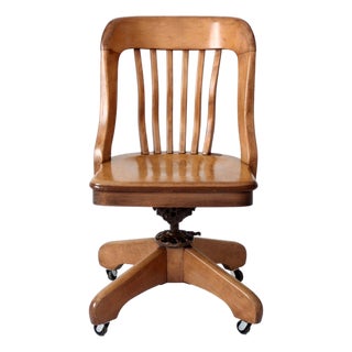 Antique Spritzer's Wood Swivel Desk Chair For Sale