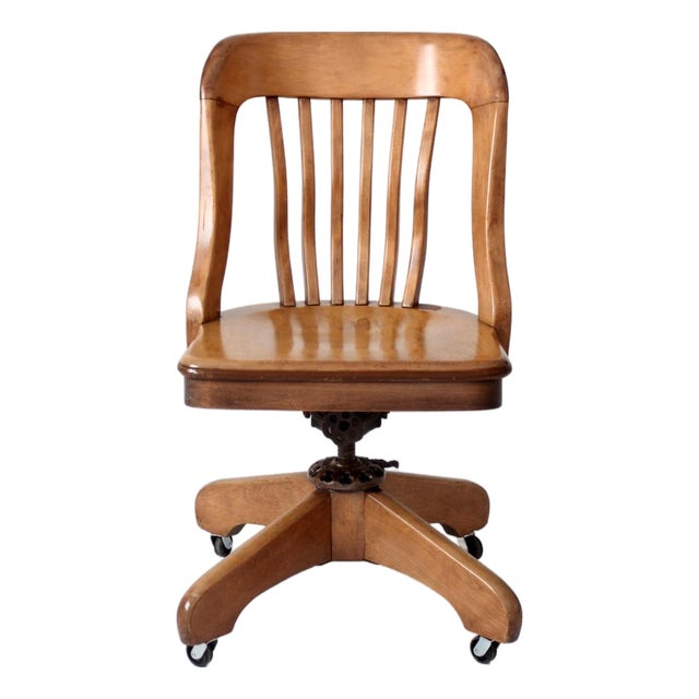 Antique Spritzer's Wood Swivel Desk Chair For Sale
