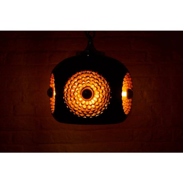 Gold Pendant Lamp in Enamelled Ceramic & Brass, 1970s For Sale - Image 8 of 13