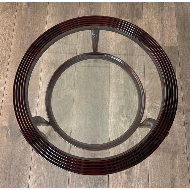 Chocolate 1940s Paolo Buffa's two-tiered round central coffee table For Sale - Image 8 of 12