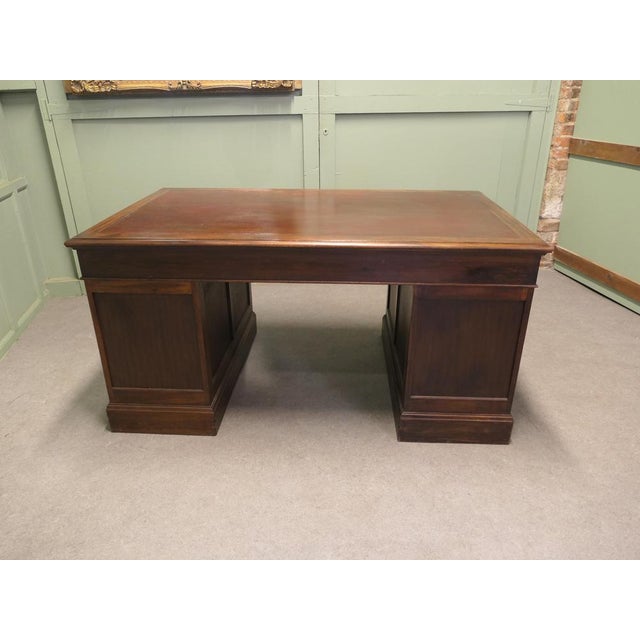 Wood Large Victorian Pedestal Desk For Sale - Image 7 of 8