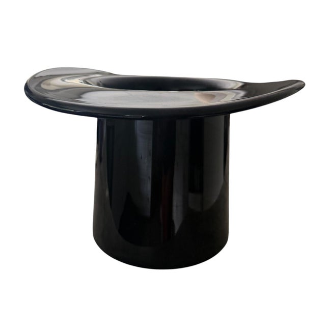 1970s Attributed Murano Hand-Blown Black Art Glass “Top Hat” Champagne Cooler or Wine Bucket For Sale - Image 4 of 8